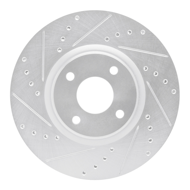 Ford Ecosport Brake Rotor (1) - Front Left - R1 Concepts - Drilled & Slotted - Silver - `18-`22